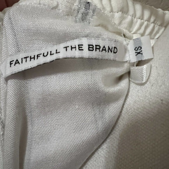 Faithfull The Brand Revolve *Read* Shutterbabe Ivory Striped Jumpsuit Sz XS Tie - Picture 7 of 8